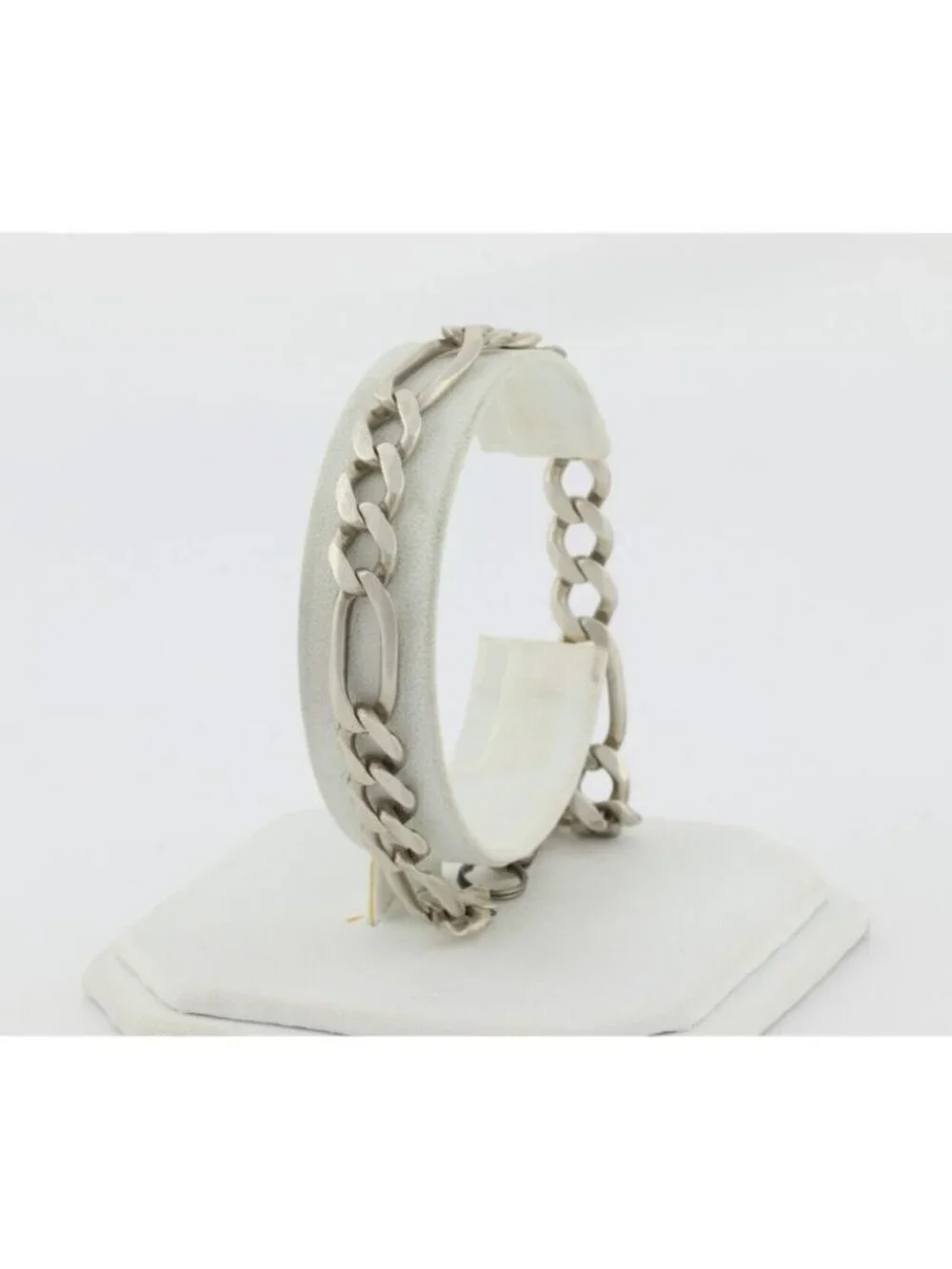 Men's Sterling Silver Large Figaro Link Chain Bracelet 10.5